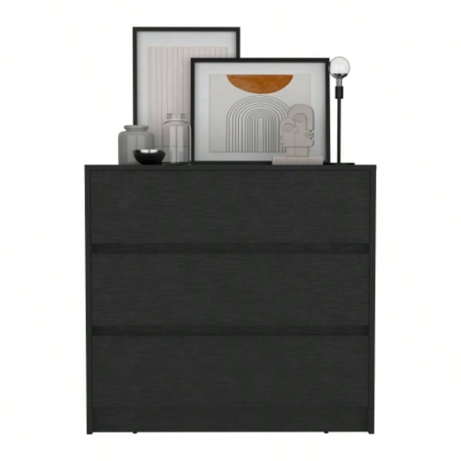Dresser 31H, 3 Drawers, Chest of Drawers, Black
