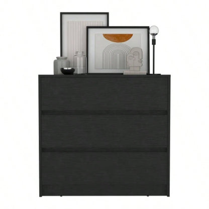Dresser 31H, 3 Drawers, Chest of Drawers, Black