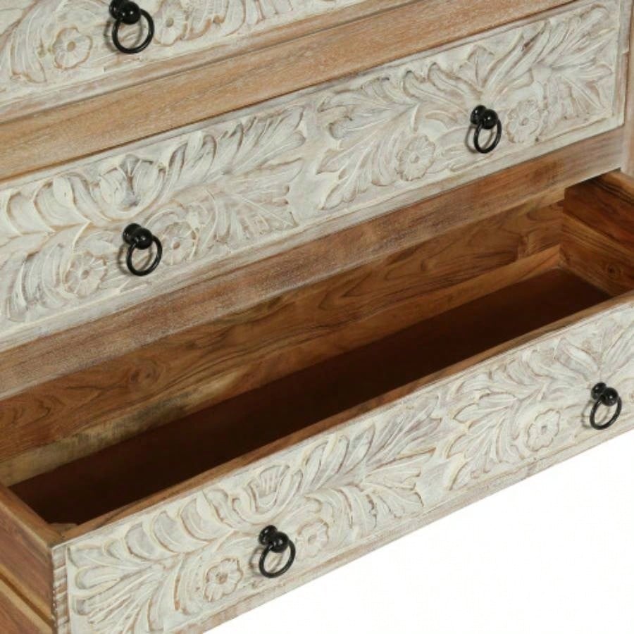 Acacia Wood 3 Drawer Dresser, 40 Inches Wide Accent Storage Cabinet