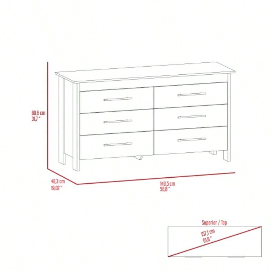 Luxor Six Drawer Double Dresser