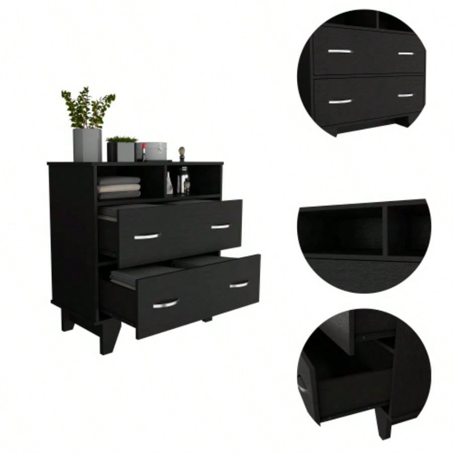 Portobelo Two Drawer Dresser, Two Shelves, Superior Top, Four