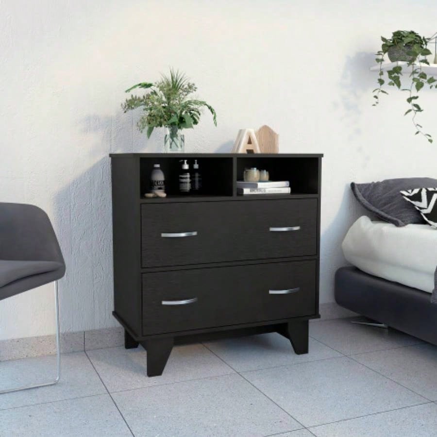 Portobelo Two Drawer Dresser, Two Shelves, Superior Top, Four