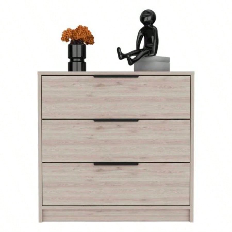 Dresser 27H, 3 Drawers Dresser, Superior Top, Light Gray