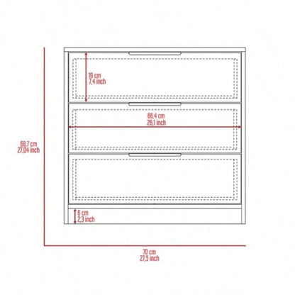 Dresser 27H, 3 Drawers Dresser, Superior Top, Light Gray