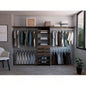 Closet System 69 - 118 Four Hanging Rods, Three Drawers, Five Shelves, Dark Walnut