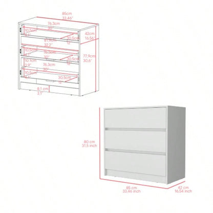 Dresser Maldus, Three Drawers, White