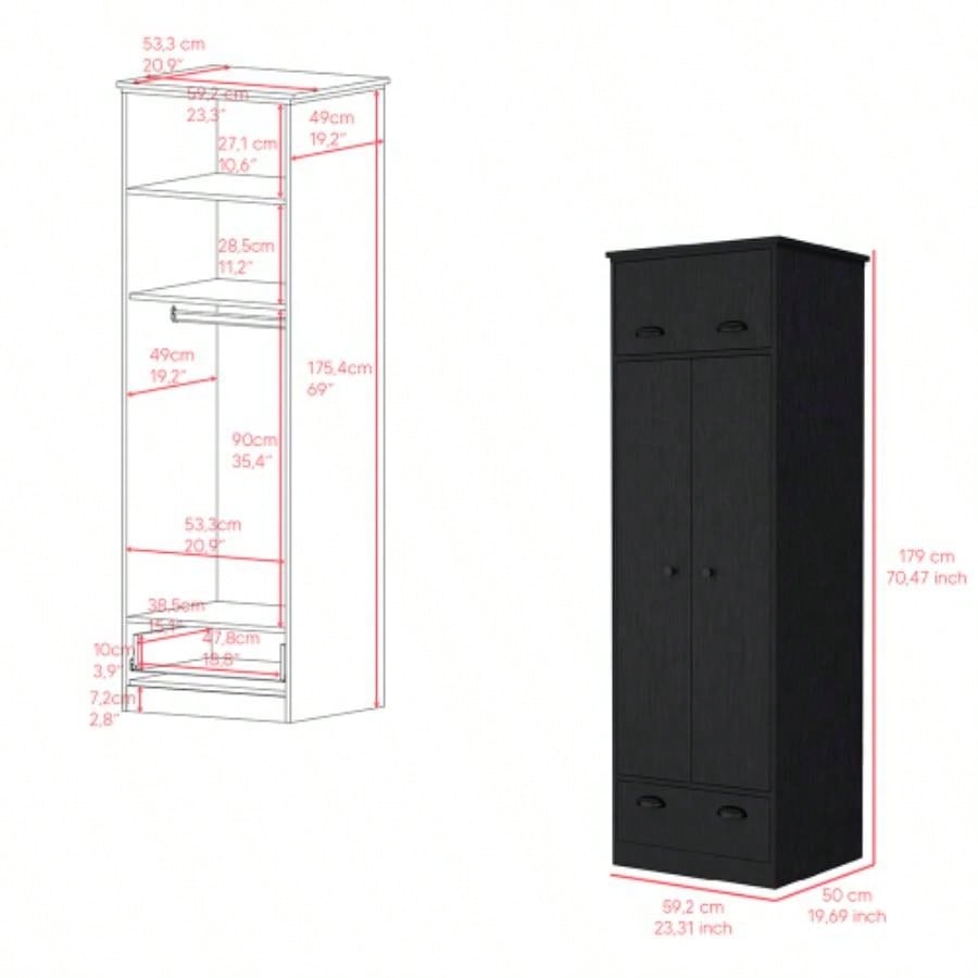 Armoire Dumas, Bedroom, Black