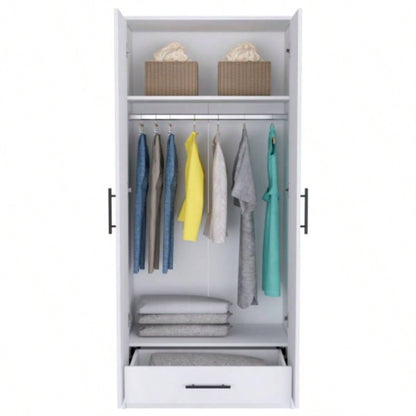 Double Door Armoire, One Cabinet, Hidden Drawer