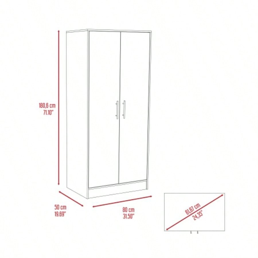 Double Door Armoire, One Cabinet, Hidden Drawer