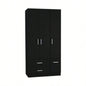 Armoire Wardrove 71, 4 Doors, Hanging Rod, 3 Cabinets, 6 Shelves, Black