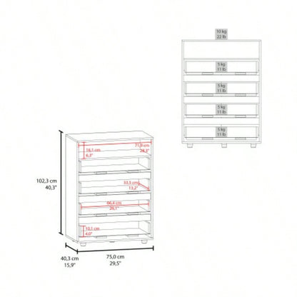 Dresser, 4 Drawers, 1 Shelf, Matt Gray/ Dark Oak