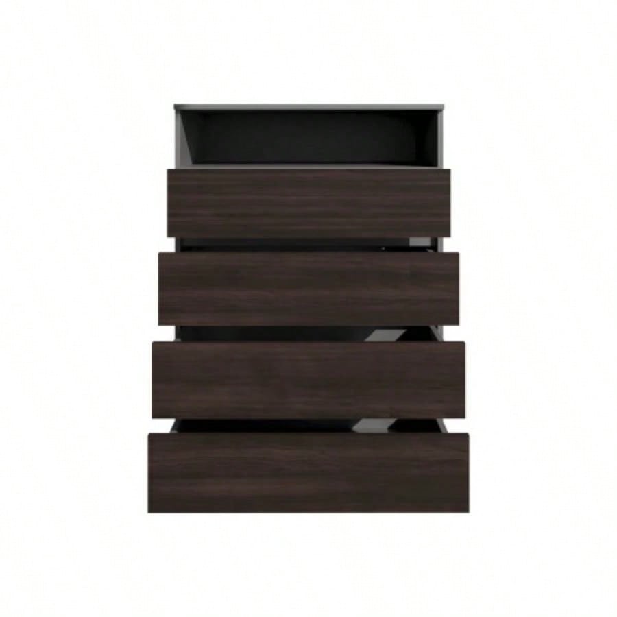 Dresser, 4 Drawers, 1 Shelf, Matt Gray/ Dark Oak