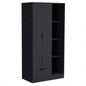 Armoire 71H with 1 - Drawer and 4 - Tier Open Shelves, 2 Doors, Black