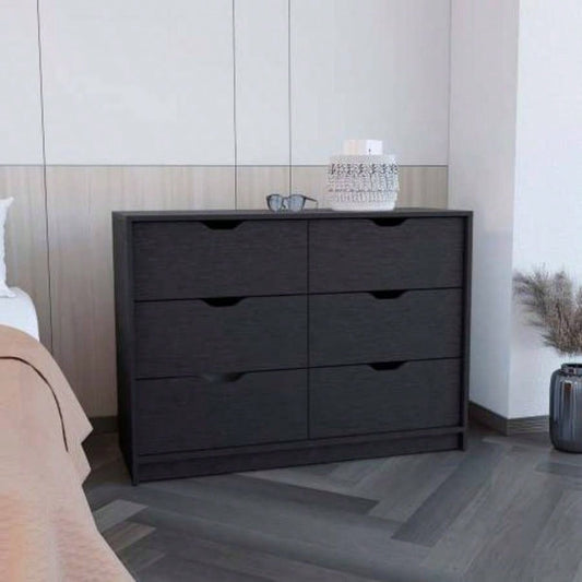 Dresser 30H, Drawer Dresser with 2 Lower Cabinets, Drawer Chest, Black