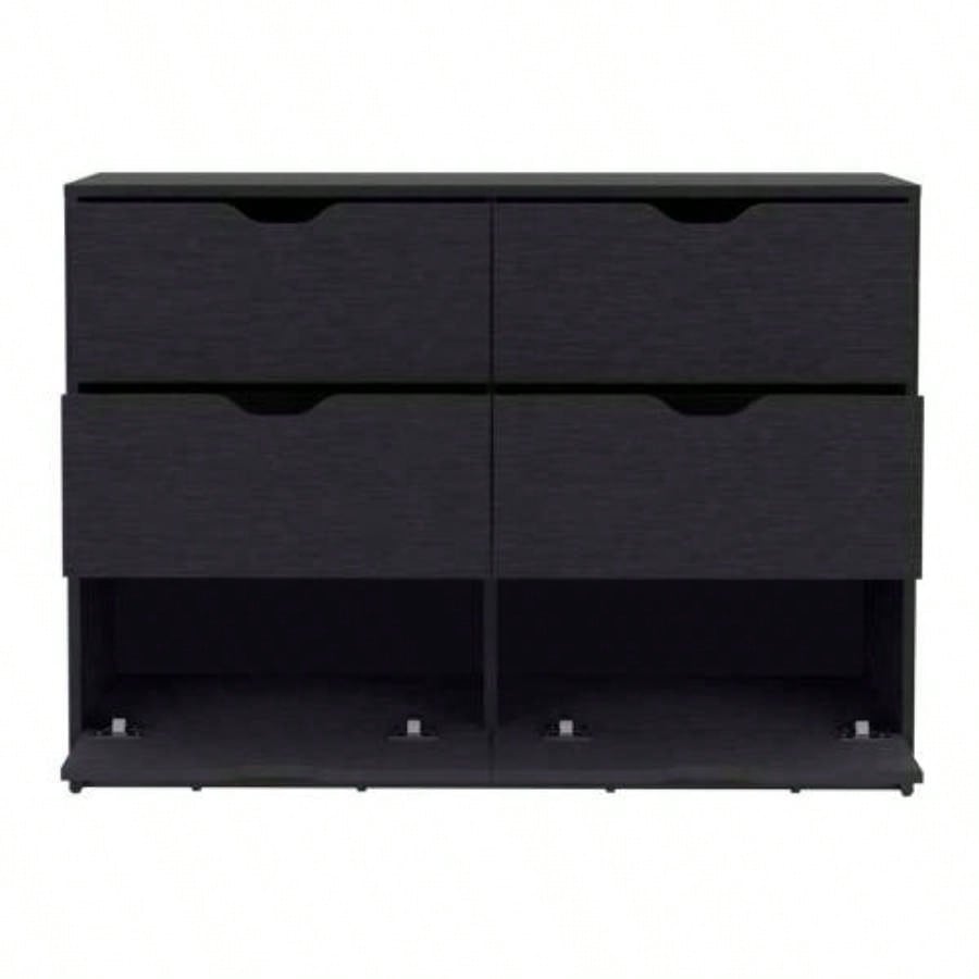 Dresser 30H, Drawer Dresser with 2 Lower Cabinets, Drawer Chest, Black