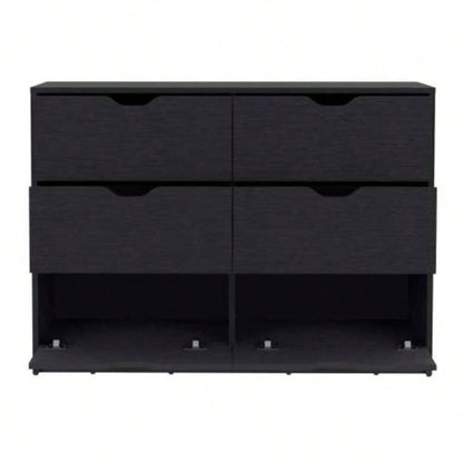Dresser 30H, Drawer Dresser with 2 Lower Cabinets, Drawer Chest, Black