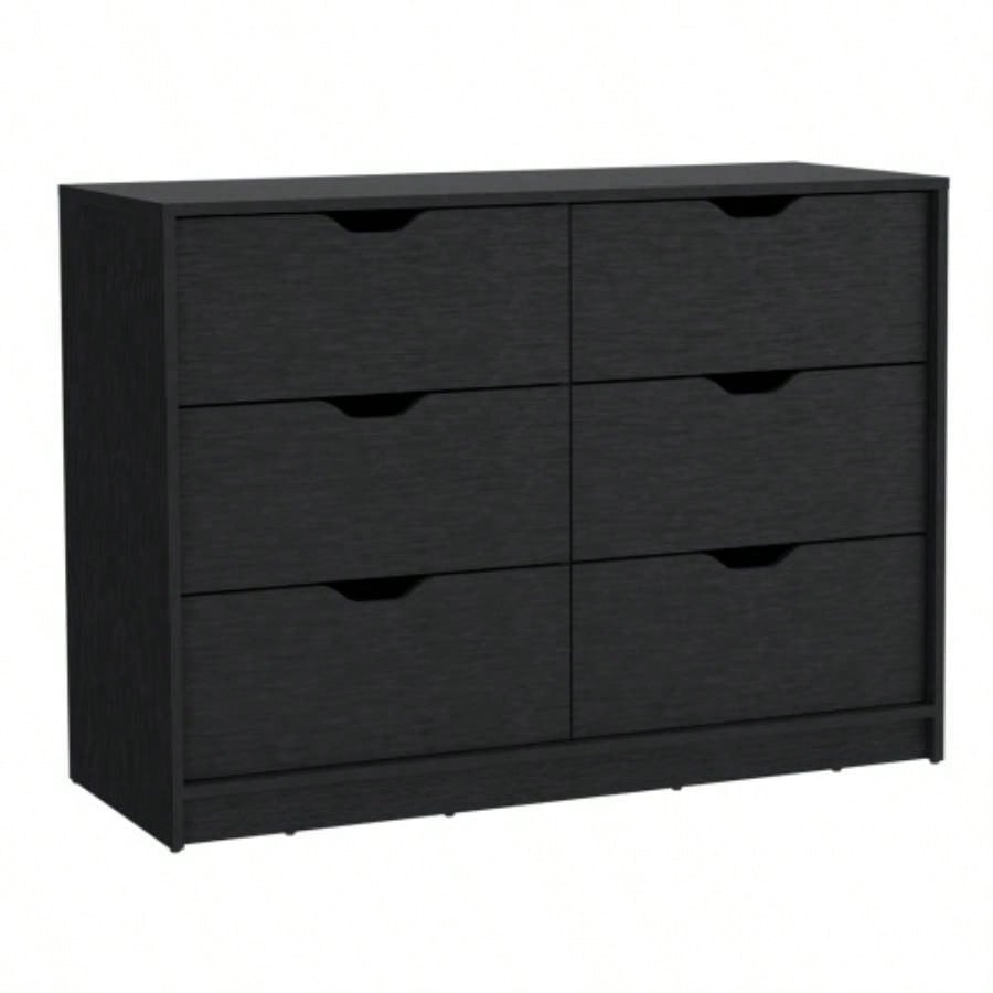 Dresser 30H, Drawer Dresser with 2 Lower Cabinets, Drawer Chest, Black