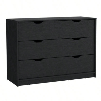 Dresser 30H, Drawer Dresser with 2 Lower Cabinets, Drawer Chest, Black