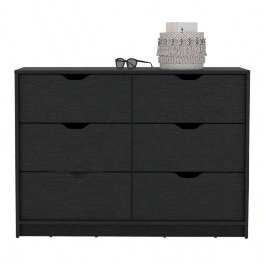 Dresser 30H, Drawer Dresser with 2 Lower Cabinets, Drawer Chest, Black