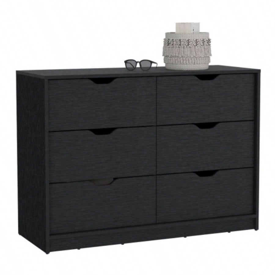 Dresser 30H, Drawer Dresser with 2 Lower Cabinets, Drawer Chest, Black
