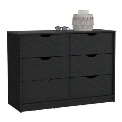 Dresser 30H, Drawer Dresser with 2 Lower Cabinets, Drawer Chest, Black