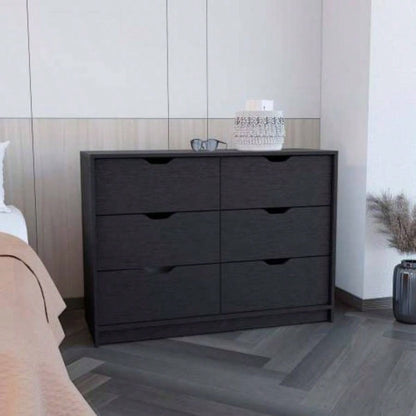 Dresser 30H, Drawer Dresser with 2 Lower Cabinets, Drawer Chest, Black