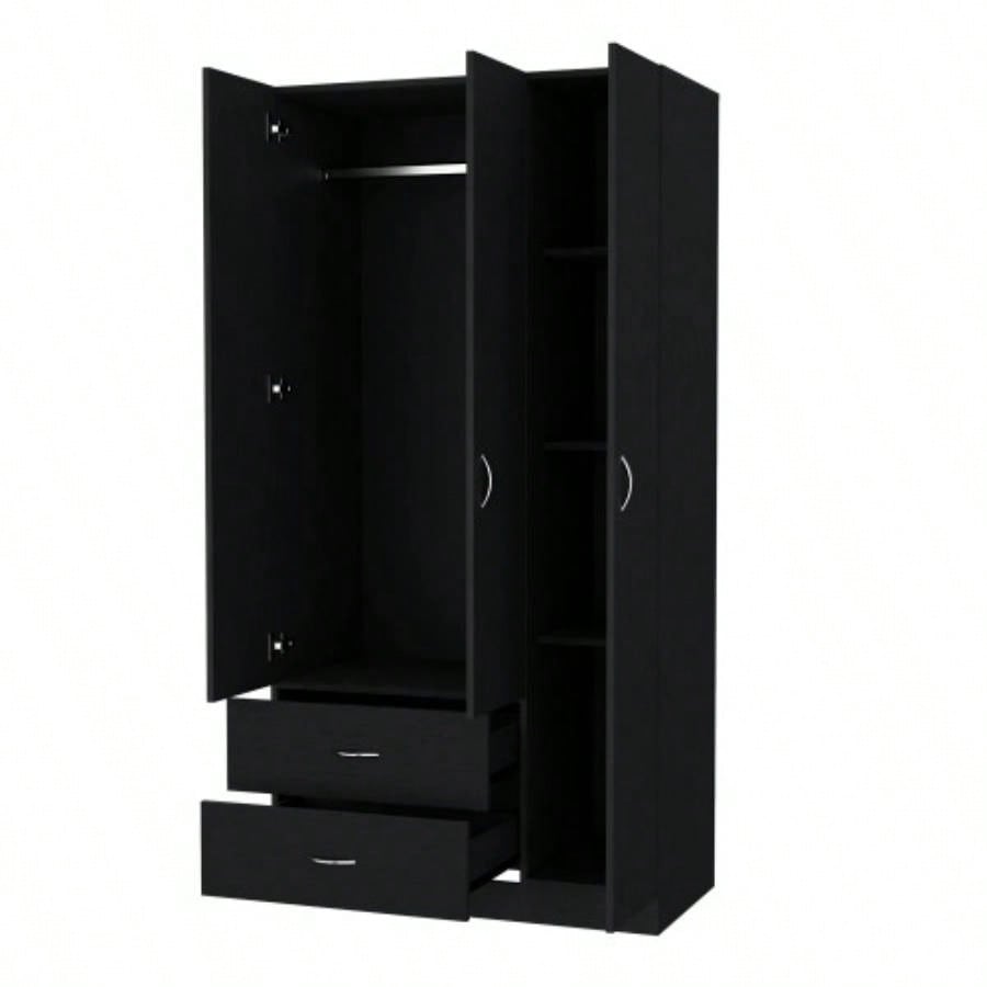 Eureka Three Door Armoire, Two Drawers, Rod
