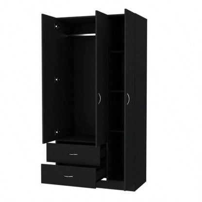 Eureka Three Door Armoire, Two Drawers, Rod