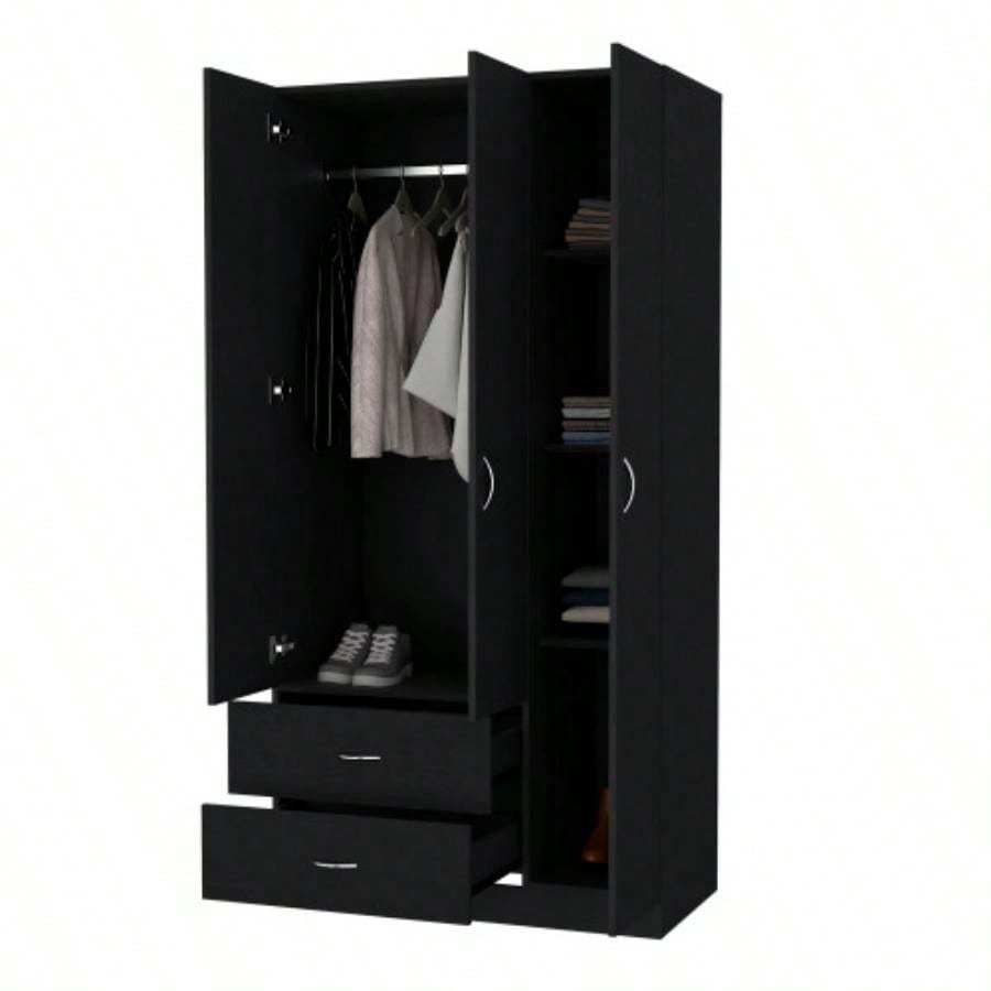 Eureka Three Door Armoire, Two Drawers, Rod