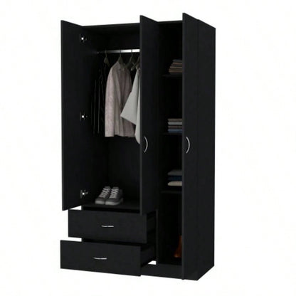 Eureka Three Door Armoire, Two Drawers, Rod