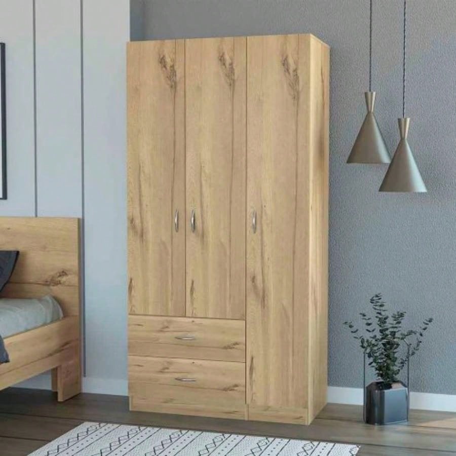 Eureka Three Door Armoire, Two Drawers, Rod