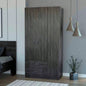 Eureka Three Door Armoire, Two Drawers, Rod