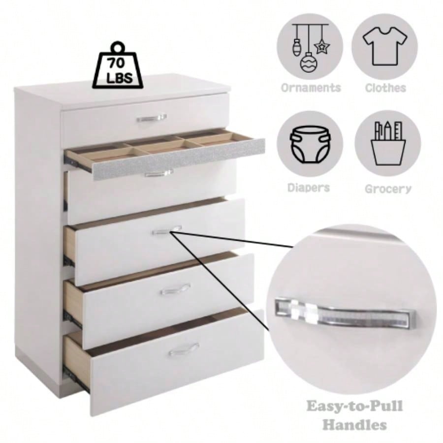 Naima White High Gloss Chest