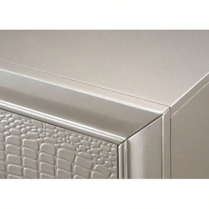 1pc Modern Glam Style Champagne Glam Five Drawer Chest Embossed Pattern Wooden Bedroom Furniture
