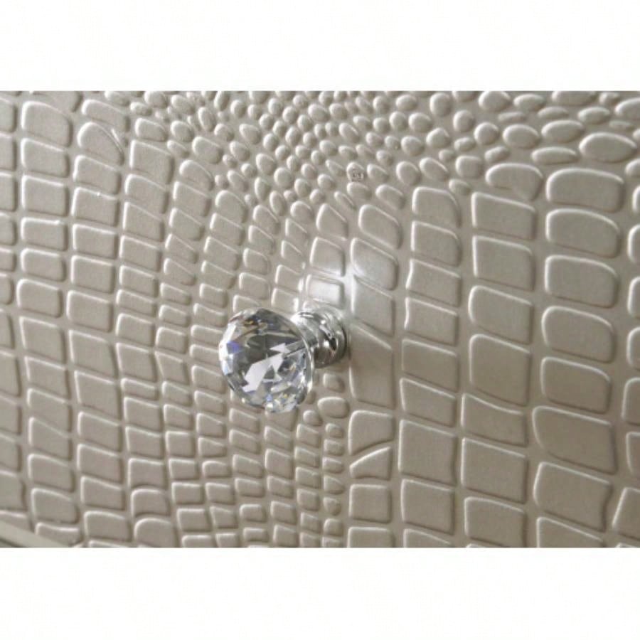 1pc Modern Glam Style Champagne Glam Five Drawer Chest Embossed Pattern Wooden Bedroom Furniture