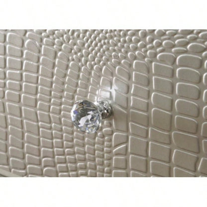 1pc Modern Glam Style Champagne Glam Five Drawer Chest Embossed Pattern Wooden Bedroom Furniture