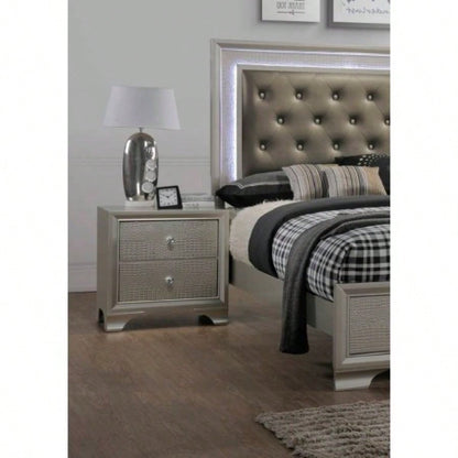 1pc Modern Glam Style Champagne Glam Five Drawer Chest Embossed Pattern Wooden Bedroom Furniture