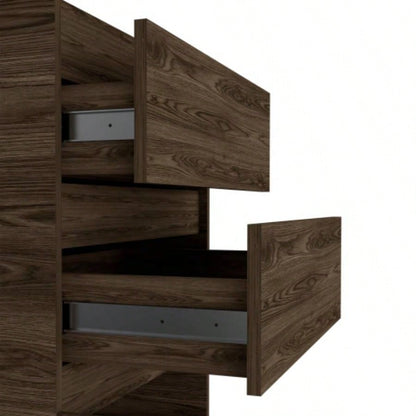 Dresser 43H, Jewelry Box, Mirror, Single Door Cabinet, Two Drawers, Dark Walnut