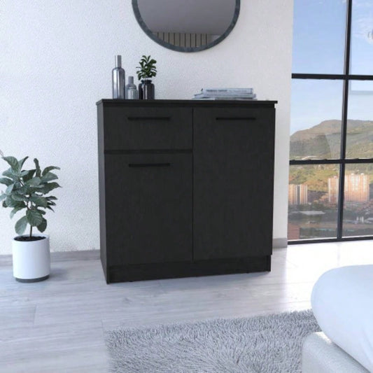 Dresser with 2 - Door and Single Drawer, Black
