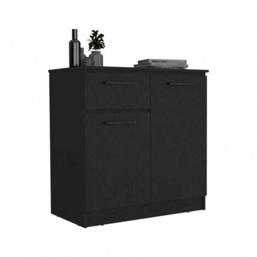 Dresser with 2 - Door and Single Drawer, Black