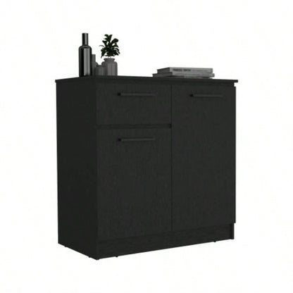 Dresser with 2 - Door and Single Drawer, Black