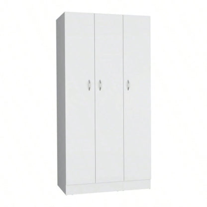 Wardrobe Armoire 71H with 3 - Doors and 2 - Inner Drawers, 3 Doors, White