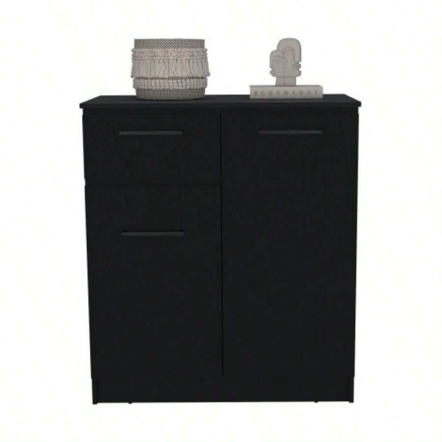 Dresser with 2 - Door and Single Drawer, Black