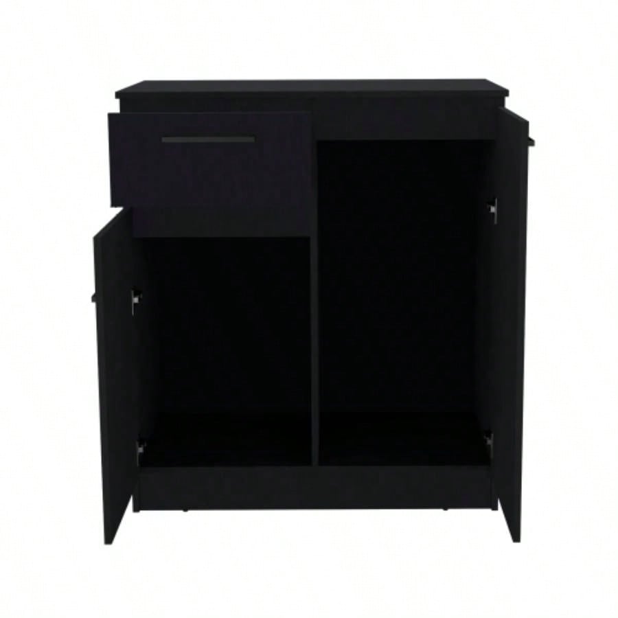 Dresser with 2 - Door and Single Drawer, Black