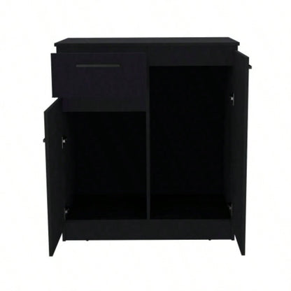 Dresser with 2 - Door and Single Drawer, Black