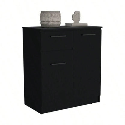 Dresser with 2 - Door and Single Drawer, Black