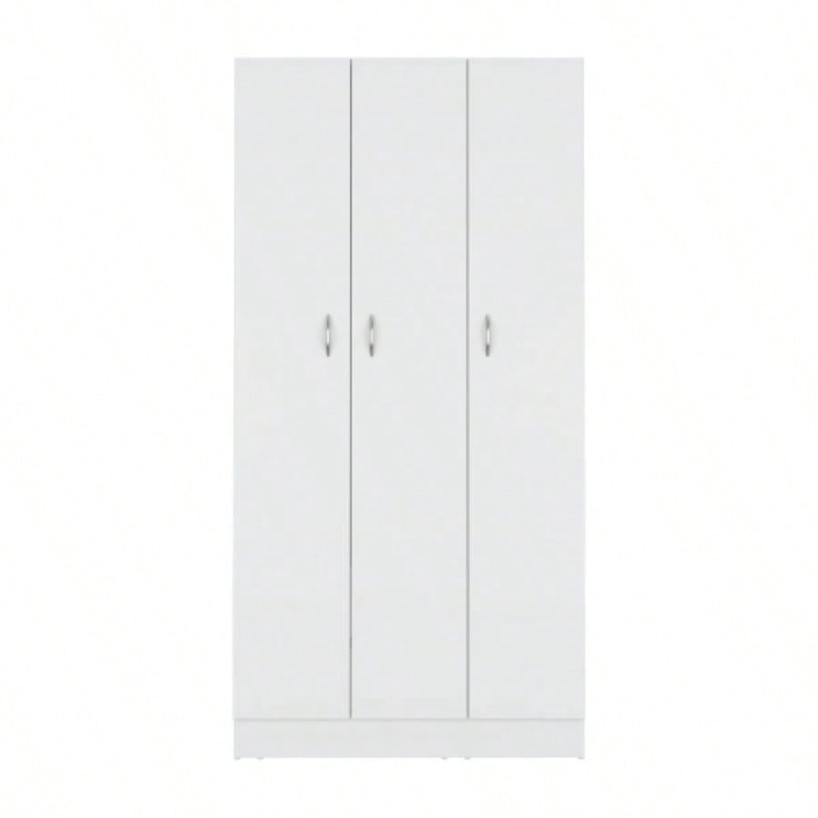 Wardrobe Armoire 71H with 3 - Doors and 2 - Inner Drawers, 3 Doors, White