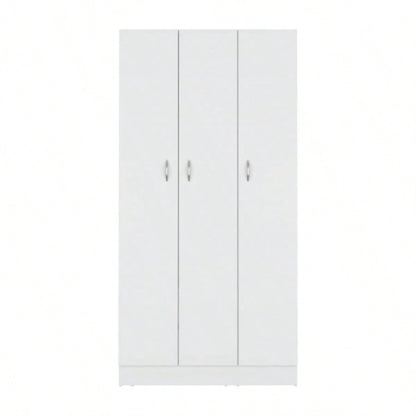 Wardrobe Armoire 71H with 3 - Doors and 2 - Inner Drawers, 3 Doors, White