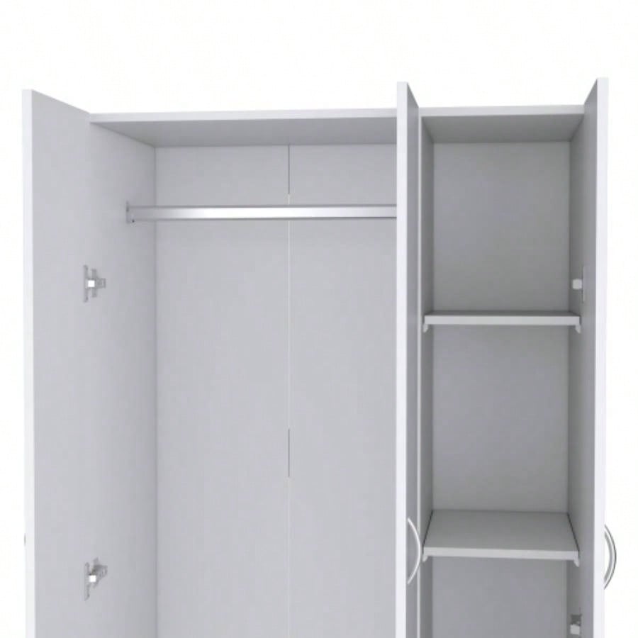 Wardrobe Armoire 71H with 3 - Doors and 2 - Inner Drawers, 3 Doors, White