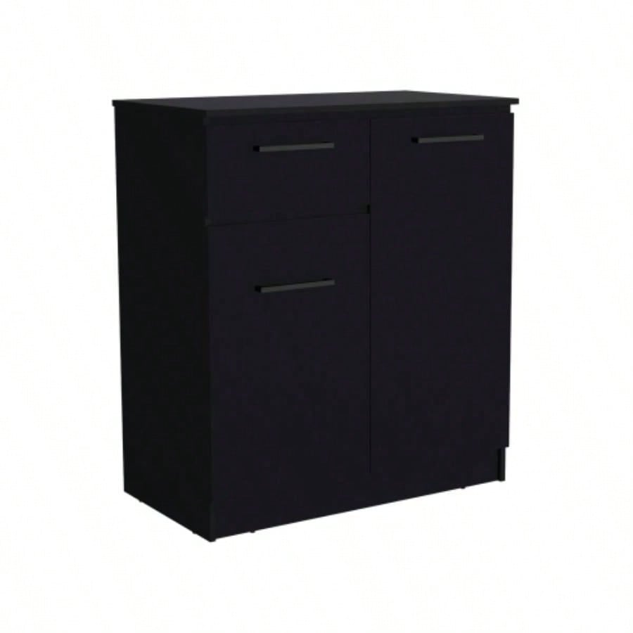 Dresser with 2 - Door and Single Drawer, Black